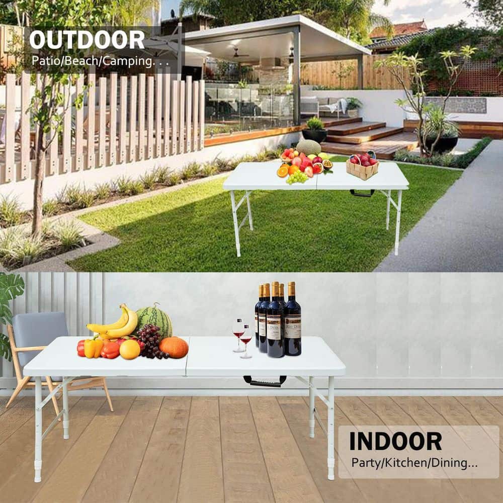 4 ft. Portable Foldable Outdoor Picnic Table for Camping White Camping Fold