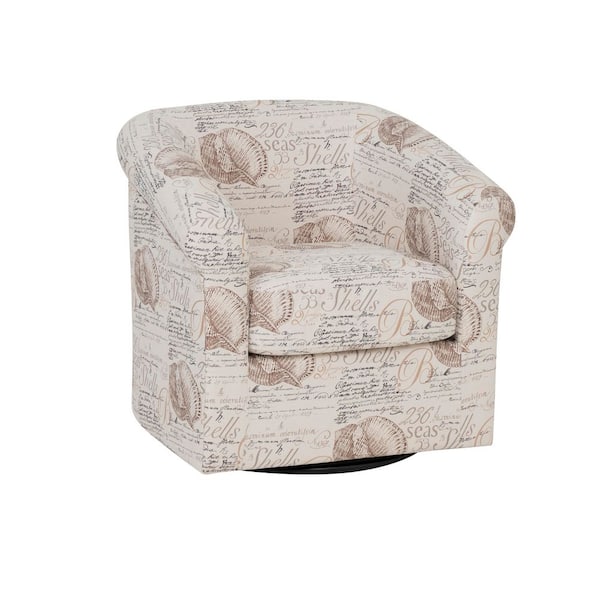 Lonnie Sea Swirl Beige Polyester Club Chair with Swivel