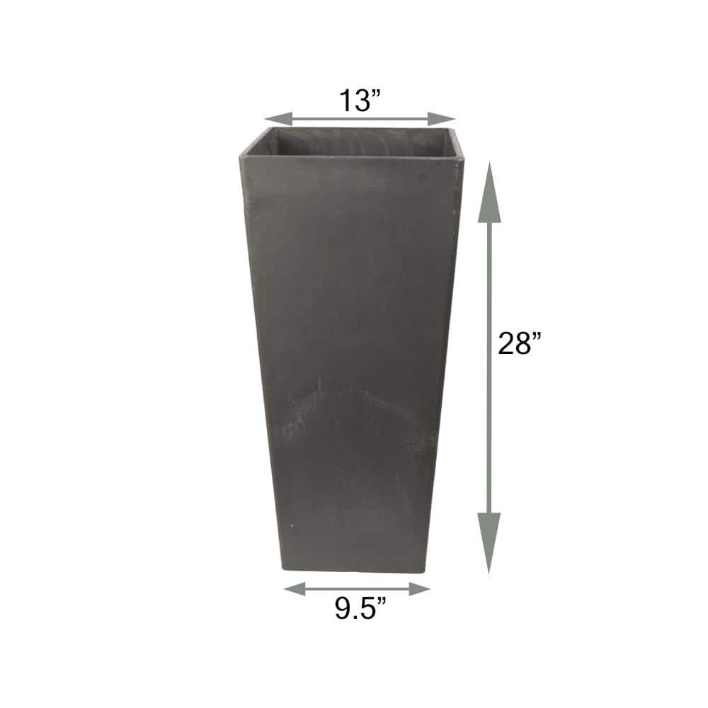 Eco-Friendly 28" Charcoal Square Planter for Indoor/Outdoor Use