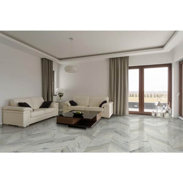 Pismo Dune Beige 16 in. x 32 in. Polished Porcelain Stone Look Floor and Wall Tile (14.2 sq. ft. /Case)