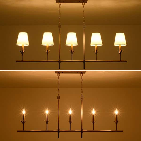 HUOKU Lenus 5-Light 53.5 in. Painted Antique Gold Linear