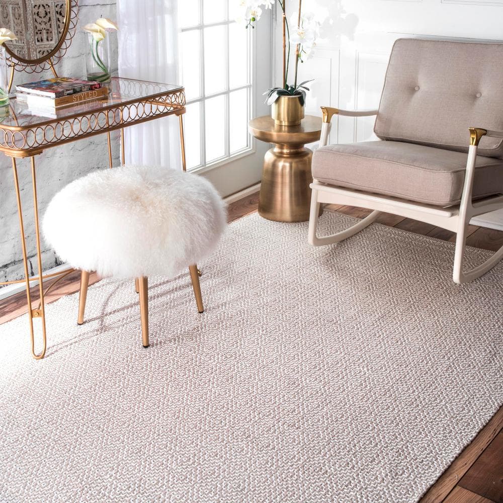 Handmade Taupe Geometric Cotton Tufted Area Rug 5' x 8'