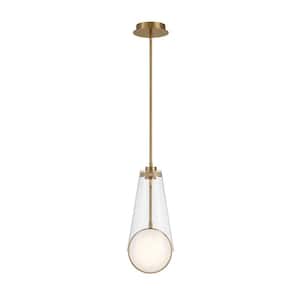 Solari 16-Watt Integrated LED Gold Pendant with Clear Glass Shade
