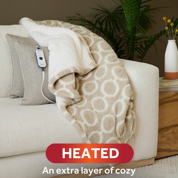 Sunbeam Electric Throw Nordic Sherpa Extra-Long Heated Blanket