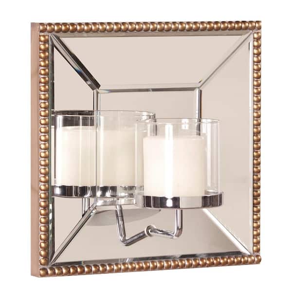 Marley Forrest Lydia Square Mirror With, Mirrored Candle Holder