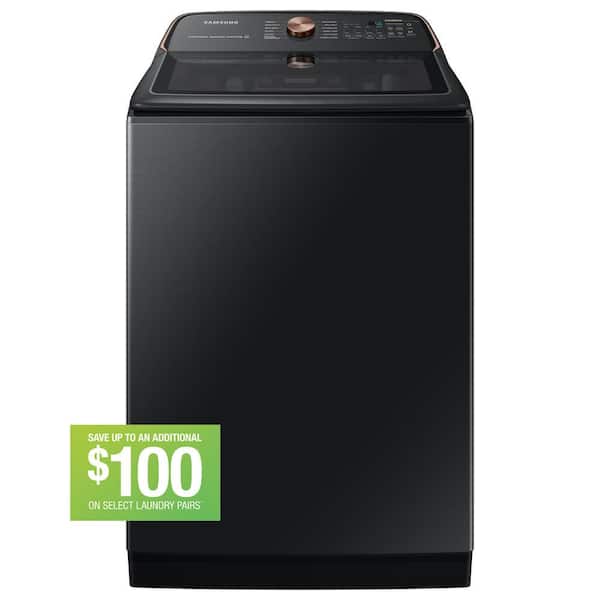 Samsung 5.5 cu. ft. Smart High-Efficiency Top Load Washer with Impeller and Auto Dispense System in Brushed Black, ENERGY STAR