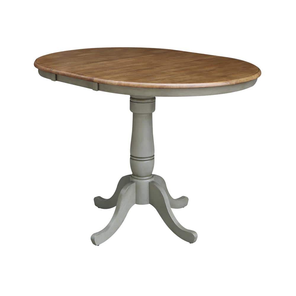 Hickory and Stone Round Extendable Wood Counter Height Table
