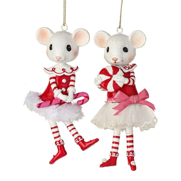 5 in. Resin Sweets Mouse Ornament (Set of 2)