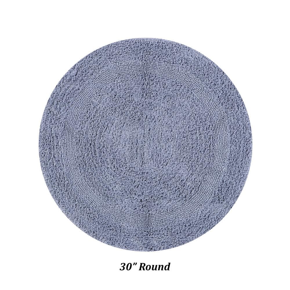 Lux Silver 30" Round Cotton Tufted Bath Rug