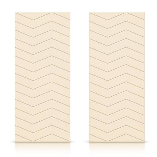 CALHOME 60 in. x 80 in. Hollow Core Beige Painted Composite MDF Interior Double Closet Sliding Doors