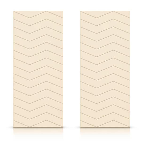 CALHOME 72 in. x 80 in. Hollow Core Beige Painted Composite MDF Interior Double Closet Sliding Doors