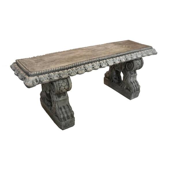Athens Stonecasting Rope Edge Concrete Garden Bench with Claw Legs 01012213PA The Home Depot