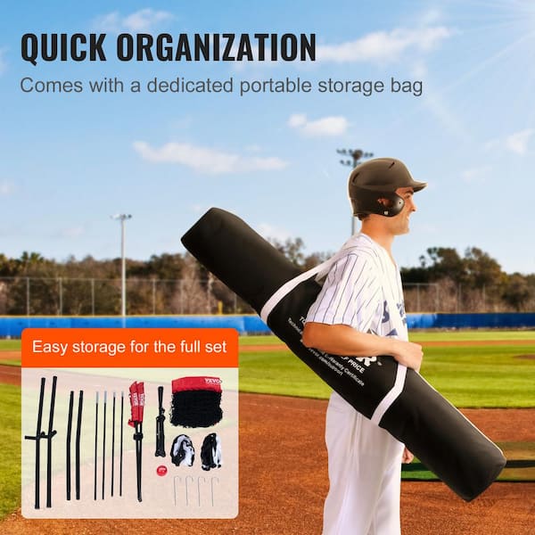 SPECSTAR 7x7Ft Baseball Softball Practice Net With Frame, Pitcher, Adjustable Tee, Strike Zone, And Carry Bag