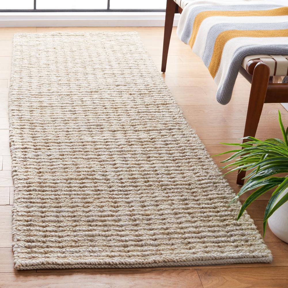 Handwoven Ivory Jute Natural Fiber Rug 2'6" x 12'