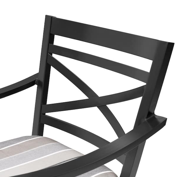 Swivel Cast Aluminum Outdoor Bar Stool with Sunbrella Milano Char Cushion (2-Pack)