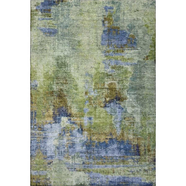 Mayfield Premium Machine Washable Abstract AMF2300 Green 10 ft. x 14 ft. Area Rug