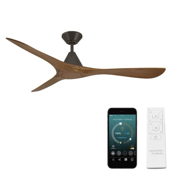 Modern Forms Carve 60 in. Smart Indoor/Outdoor Bronze/Distressed Koa Standard Ceiling Fan and Remote