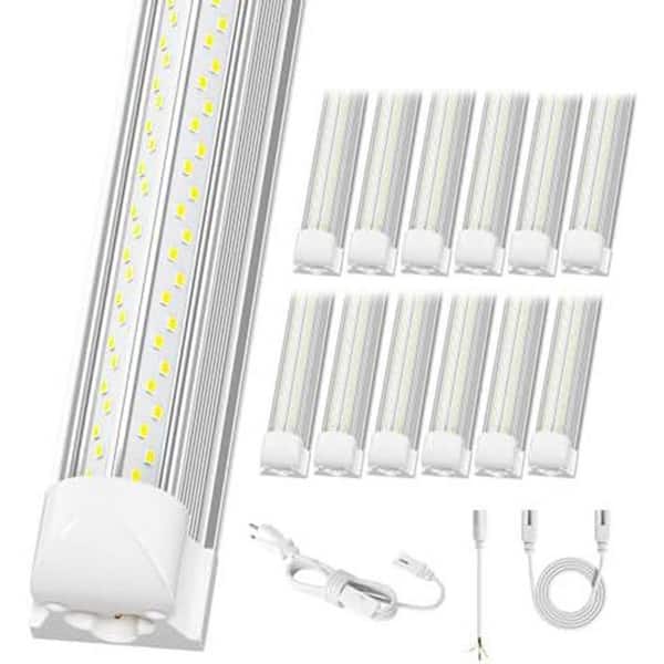 8ft 100-Watt LED Shop Light, 15000LM 5000K V-Shape, Linkable 96" Fixture for Garage Workshop Warehouse, 12-Pack