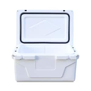 65 qt. White Outdoor Portable Camping Cooler with Wheels, Ice Chest with 54-Can Capacity, Keeps Ice for up to 5-Days