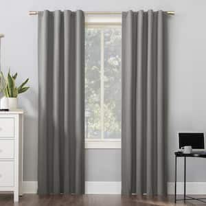 Cyrus Gray Polyester Solid 40 in. W x 63 in. L Noise Cancelling Grommet Blackout Curtain