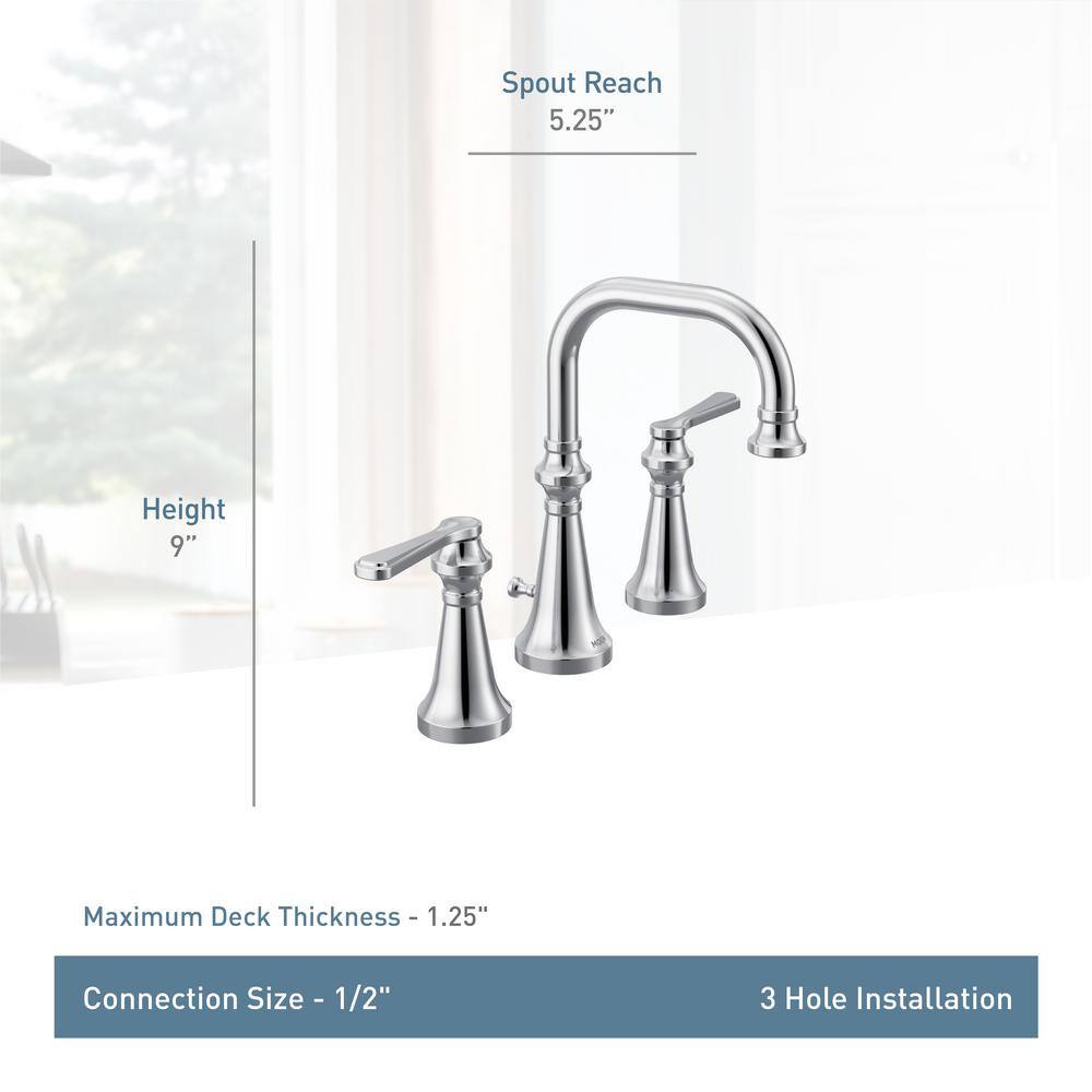 Chrome High-Arc Widespread Bathroom Faucet with Metal Handles
