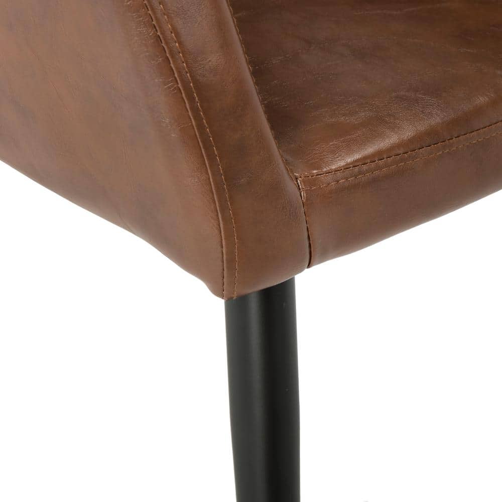 Brown Faux Leather Accent Chair with Black Legs