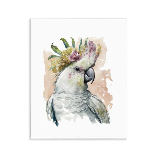 Stupell Industries Cockatiel with Pink Flower by Svetlana Aleynikova Unframed Animal Graphic Art Print 14 in. x 11 in.