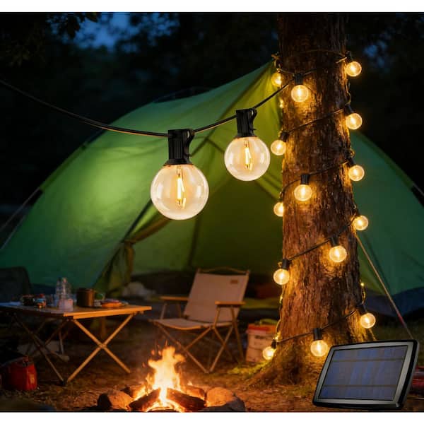 25-Light 50 ft. Outdoor/Indoor Solar USB LED G40 Integrated LED Globe w/Shatterproof 2700K for Patio Garden String Light