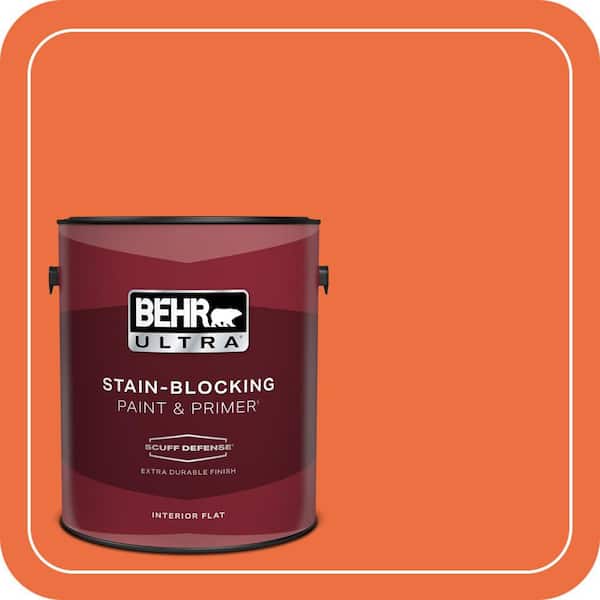 BEHR ULTRA 1 gal. #210B-6 Aurora Orange Extra Durable Flat Interior Paint & Primer