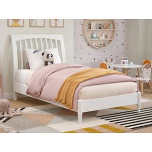 Orleans White Solid Wood Frame Twin Low Profile Sleigh Platform Bed
