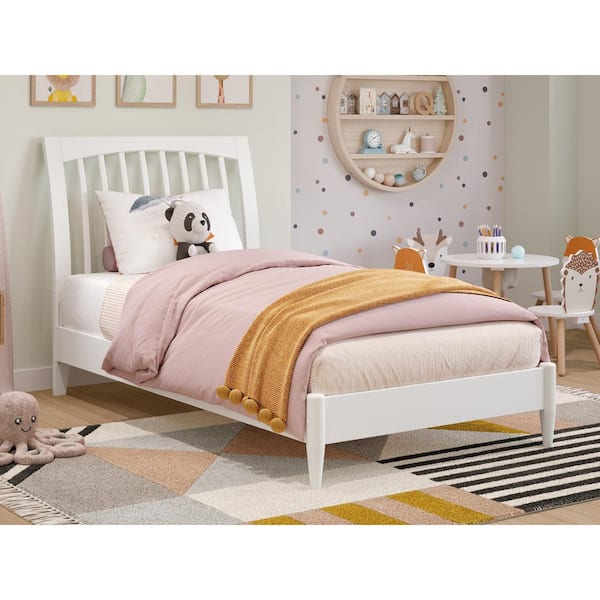 AFI Orleans White Solid Wood Frame Twin Low Profile Sleigh Platform Bed ...