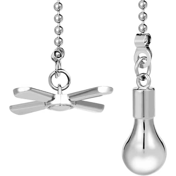 Ceiling Fan Pull Chains 13.6 in. Decorative Metal Light Bulb and Fan Cord Ultra Long Beaded Ball Pull Chains for Lamp