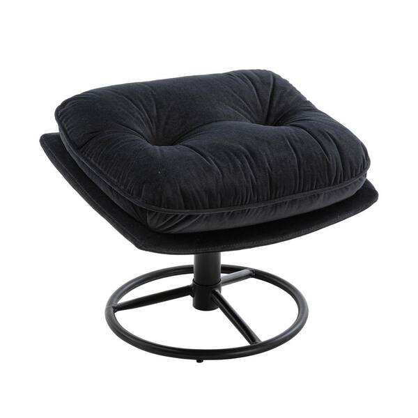 Modern Black Tufted Velvet Swivel Egg Chair with Ottoman