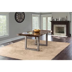 Emerson Modern Gray Sheesham Wood 80in. Sled Base Dining Table Seats 6