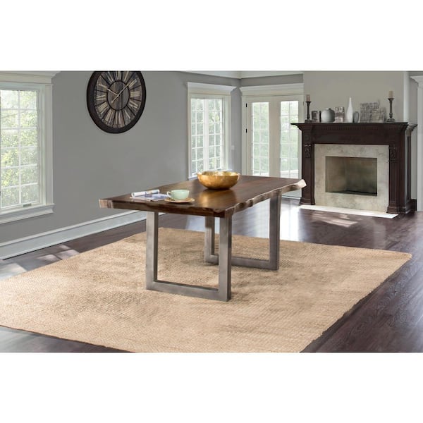 Hillsdale Furniture Emerson Modern Gray Sheesham Wood 80in. Sled Base Dining Table Seats 6
