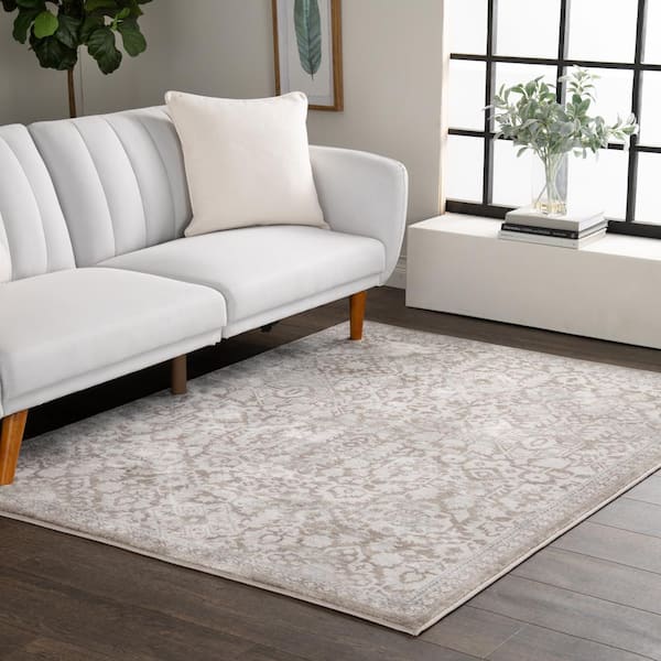 Skyline Light Brown/Beige 8 ft. x 10 ft. Floral Area Rug