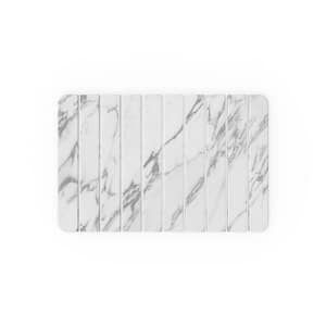24 in. x 15 in. Quick Dry Medium Slatted White Marble Rectangle Diatomite Bath Mat