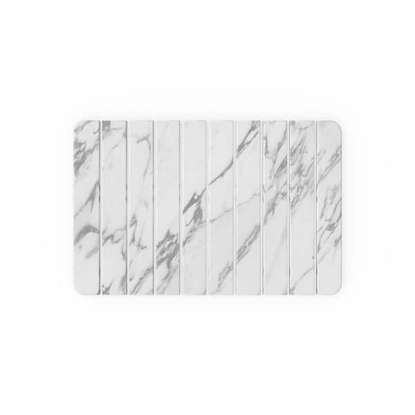 castellousa 24 in. x 15 in. Quick Dry Medium Slatted White Marble