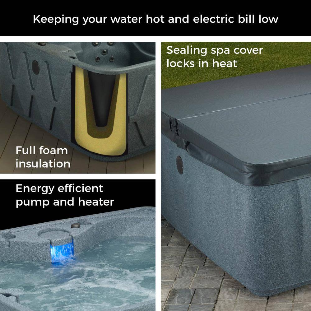 Brownstone 5-Person Rectangle Plug & Play Hot Tub with LED Waterfall
