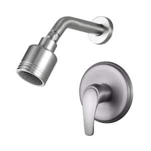Single-Handle 1-Spray Shower Faucet with 1.8 GPM Wall Mount in Brushed Nickel(Valve Included)