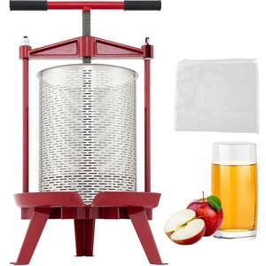 Fruit Wine Press 3.7Gal. Cast Iron Manual Grape Presser with Stainless Steel Hollow Basket T-Handle 0.1 in. Thick Plate