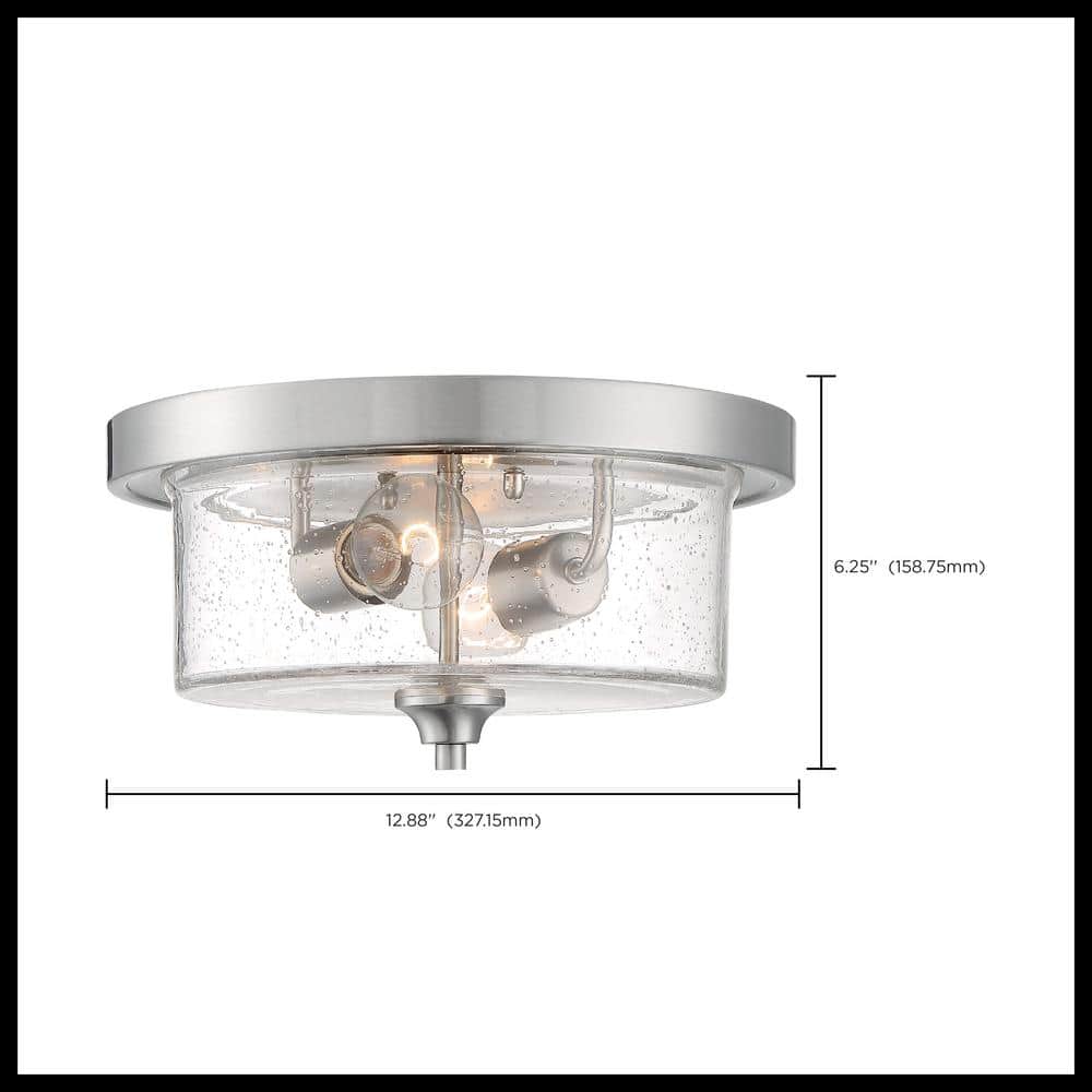 Bransel 13" Brushed Nickel Glass Flush Mount Light