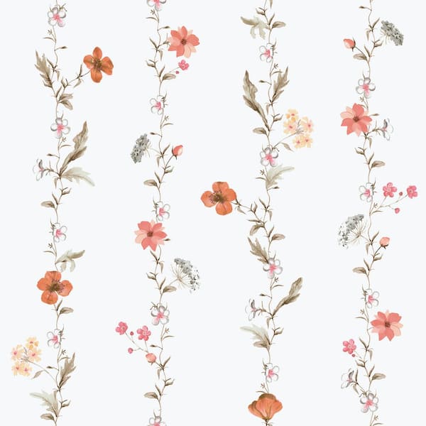 Unbranded Spring Blossom Collection Vertical Floral Garden Red Matte Finish Non-Pasted Non-Woven Paper Wallpaper Roll