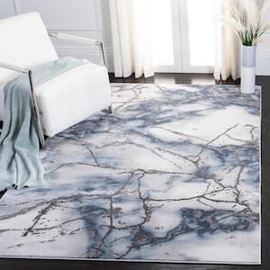 Craft Gray/Blue 4 ft. x 4 ft. Square Distressed Abstract Area Rug