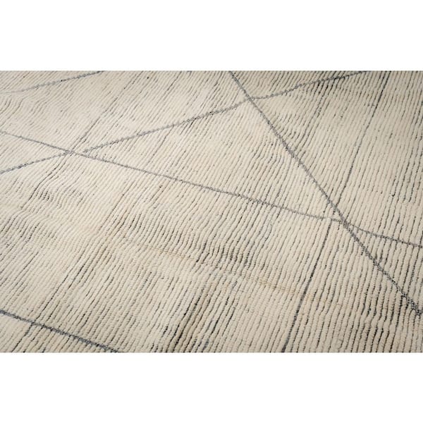 Beige Hand-Knotted Wool Contemporary Marrakech Handspun 12 ft. x 16 ft. Luxurious Modern Rug for Living R, Area Rug