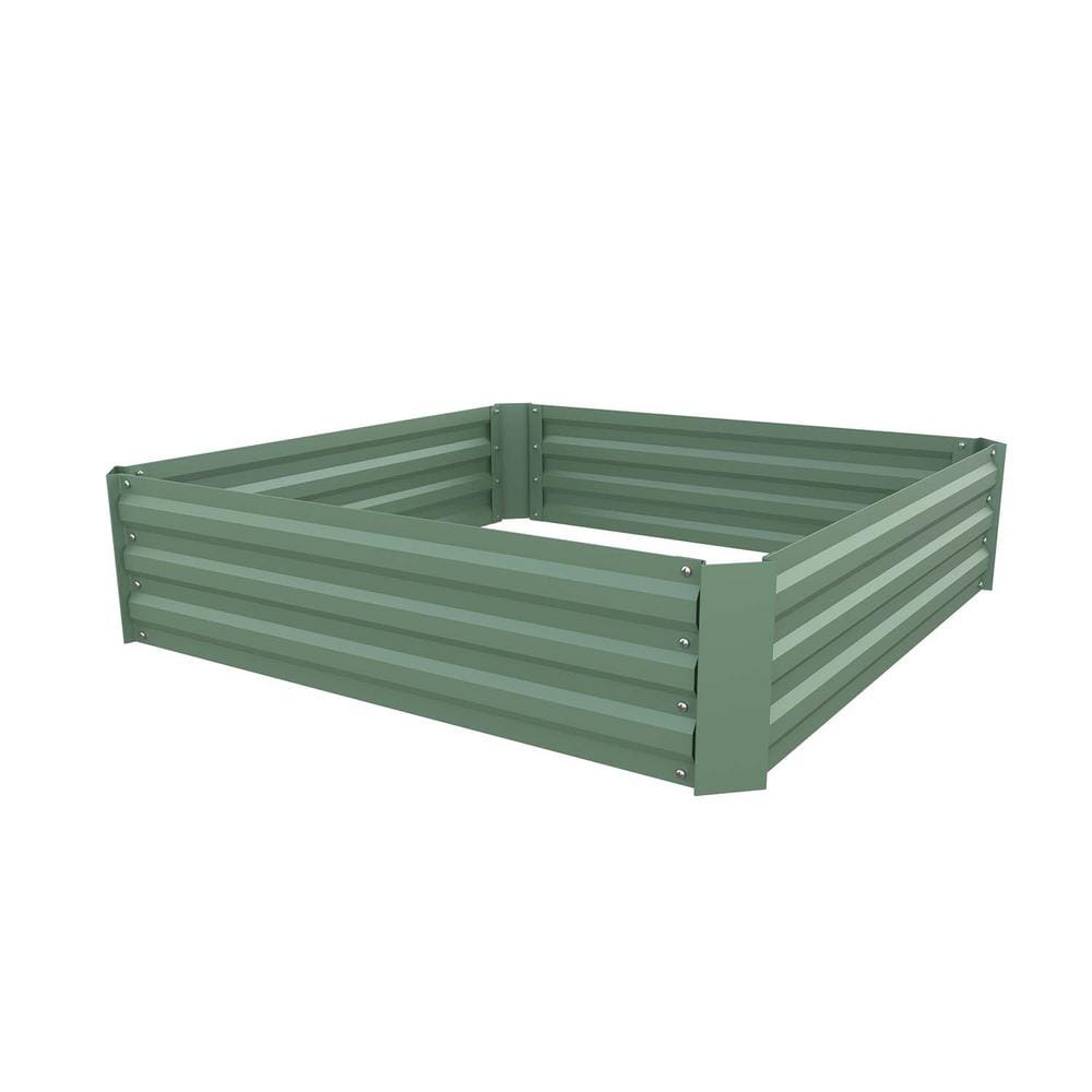 Aoodor 4 ft. x 4 ft. x 1 ft. Raised Garden Bed Metal Planter 800-012-WH ...