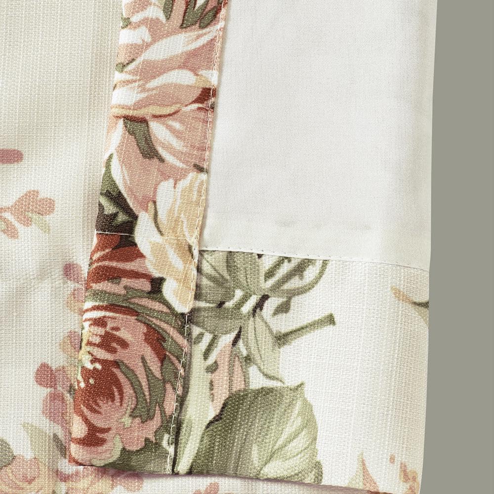 Estelle Coral and Cream Floral Polyester 84" Window Panel Pair