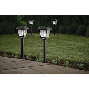 Lincoln 14 Lumens Solar Black LED Path Light with Seedy Glass Lens and Vintage Bulb (4-Pack)