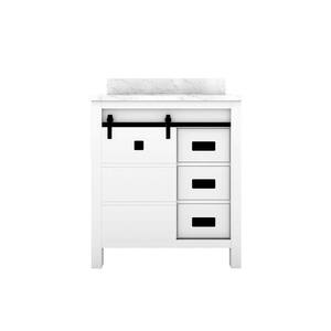 STYLE3 30 in. W x 22 in. D x 35 in. H Single Sink Freestanding Bath Vanity in White with Carrara White Marble Top