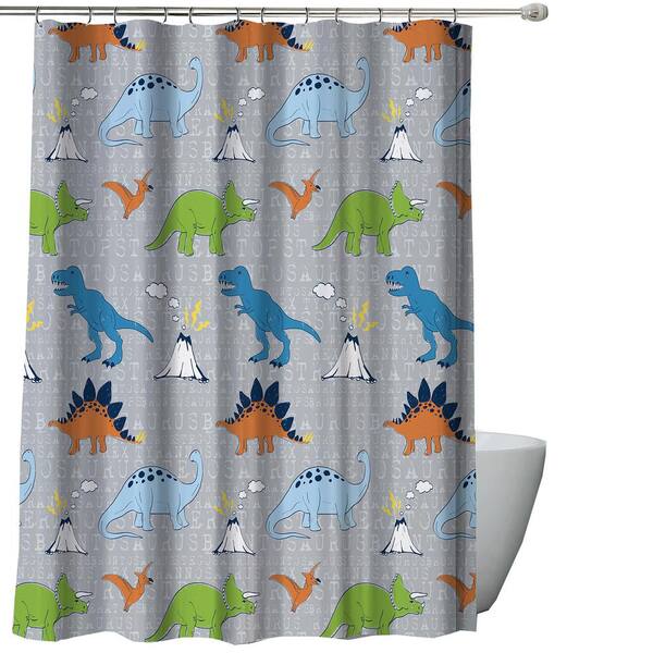 KIDZ MIX 72 in. Dinosaur Walk Multicolor Shower Curtain